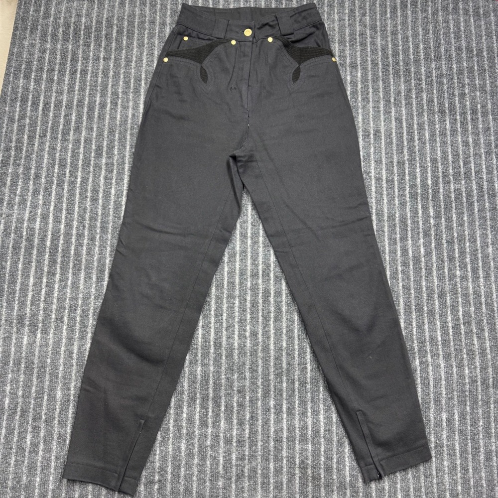 FLAW Gianni Versace 38 Black Western High Rise Medusa Ankle Zip Pants (2392)